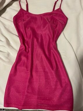 B Darlin Hot Pink Sparkle Slip Mini Dress